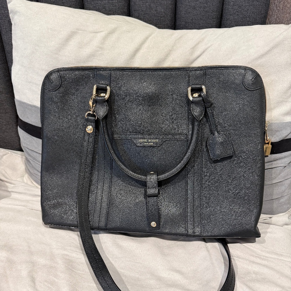 Henri Bendel Saffiano Leather Tote Bag black